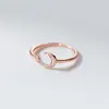 Anillo de Plata de Ley S925 Estrella y Luna Estilo K Pequeño Fresco Diamante Bahía Creciente Anillo Anillo J3348