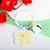Llavero creativo de acrílico con forma de flor de animal pequeño para coche, accesorio bonito para mujer, colgante exquisito para bolso de pareja