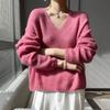 Explosiones Transfronterizas Cachemira Seda de Morera Ligera Blusa de Punto para Mujer Cuello en V Estilo Perezoso Nuevo Suéter de Cachemira Suéter