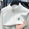 Comércio Exterior Transfronteiriço Outono e Inverno Moletom Masculino Meio Zíper Gola Alta Algodão Manga Longa Casual Jaqueta de Alto Padrão Atacado