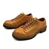 Zapatos Goodyear de Piel de Caballo Envejecida Estilo Británico Zapatos Casuales Suela Gruesa Lavado Piel de Caballo Zapatos para Hombre Caña Baja Retro Zapatos de Trabajo