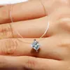 Colar com Pingente S925 Prata Esterlina Moissanita de 1 Quilate Lágrimas de Sereia Feminino Corrente para Clavícula com Fio de Pesca Invisível Lágrimas de Princesa