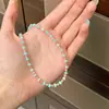 Nuevo Estilo Simple Combinación Perfecta Color Dulce Moda Color Dopamina Piedra Natural con Cuentas Collar Cadena de Clavícula Lujo Ligero Gama Alta