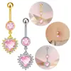 Gabe Moda Transfronteriza Europea y Americana Piercing Corazón de Zirconia Anillo para Ombligo Rosa Chica Piercing Diseño de Stud para Ombligo