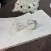 Anillo Exquisito de Gama Alta para Mujer, Anillo Abierto de Luna Creciente y Sol Mate Escarchado, Anillo Fresco Estilo Ins para Dedo Índice