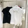 Camisa Babydoll de Algodão com Botões de Concha, Gola Plissada, Manga Longa, Corte Amplo, para Primavera e Verão