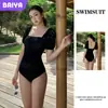 Traje de baño de una pieza para mujer, estilo nuevo 2025, que disimula el abdomen, adelgazante, estilo puro y sexy, con cortes, conservador, fruncido, traje de baño para aguas termales