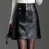 Saia de Couro Simples, Elegante e na Moda para Mulheres, Nova Coleção Outono 2026, Cintura Alta, Emagrecedora, Cobre o Quadril, Saia Lápis para o Trabalho