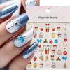 Pegatinas de Arte para Uñas Nuevas Transfronterizas Estilo Navideño en Relieve 5D Pingüino de Dibujos Animados Copo de Nieve Lazo Campana Pegatinas para Uñas