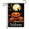 Nova Bandeira de Jardim Poliéster Impresso Dupla Face Padrão Abóbora Gato Bruxa Halloween Decoração de Quintal ao Ar Livre