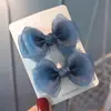 Grampo de Cabelo Laço Acessório de Cabelo Infantil Grampo de Cabelo Princesa de Rede Estilo Coreano Acessório de Cabelo para Meninas Presilha Bico de Pato Vinho
