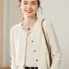 Cardigan de Punto de Cachemira para Mujer, Color Sólido Simple, Cuello Redondo, Holgado, Casual, para Viajar, Otoño Clásico 2026