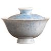 Tazón Cubierta Ceniza de Planta de Fábrica Taza de Té Pintado a Mano Lirio Azul Tazón de Té Lingkou con Tapa Juego de Té Chino Kung Fu Individual
