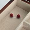 Pendientes Yicheng S999 de plata pura con forma de frijol rojo ovalado, de varios estilos, sencillos y combinables, con luz de frijol enamorado, de lujo, de nicho