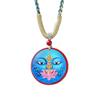 Colgante de thangka pintado con ojo de Buda prajna de cinabrio de alto contenido, cadena de suéter, collar de arena roja pintado de doble cara, algodón frotado a mano