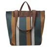 Bolsa Tote de Lona com Listras Coloridas Grande Capacidade 2026 Nova Moda Bolsa de Ombro Artística Estilo Francês Tendência