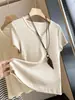 Vestido Sencillo Básico de Punto Transpirable de Manga Corta para Mujer con Rayas de Color Sólido en Mezcla de Acetato Lyocell Lino Verano 2026