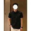 Camisa polo blanca con cuello para hombre, camiseta de verano de manga corta, top casual versátil simple de malla transpirable de media manga