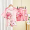 Ropa de Casa para Niños 2025 Verano Nuevo Versión Coreana Dibujos Animados Lindo Niños y Niñas Manga Corta Shorts Traje de Casa Venta al por Mayor