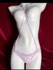 Senpai Desmontable Tentación Sin Entrepierna No Necesita Quitarse*Estilo Cazador Dulce Escote Halter de Encaje Pieza Única Ropa Interior Sexy para Mujeres