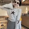 Top de Punto con Manga de Campana y Estrella de Cinco Puntas Estilo Coreano para Mujer Nuevo de Moda Temperamento Reductor de Edad Nicho Versátil para Mujer