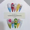 Nai Zi Unhas Usáveis Puramente Feitas à Mão Novo Modelo Outono/Inverno B333 Totalmente Pintadas à Mão Esculpidas Estilo Francês Elegante Adesivos de Unha para Comércio Exterior