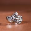 Anillo Abierto de Plata S925 Rey Ciervo Dorado Vintage Personalidad Nicho Punk Ala Trendy Unisex Ala Pluma