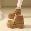 Botas de Nieve Súper Populares con Suela Gruesa para Aumentar la Altura para Personas Bajas 2026 Nuevo Estilo Botines Maillard de Tobillo Pequeño Botas de Algodón con Felpa para Mujer Otoño/Invierno