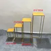 Decoração de Corredor Geométrica de Ferro Forjado Adereços de Casamento Estrutura Quadrada Tridimensional Ornamentos de Prisma Retangular Decoração de Suporte de Flores para Casamento Estrutura Quadrada de Ferro