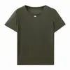 Blusa de Tricô Básica Lisa com Gola Redonda Refrescante e Respirável Combinada com uma Saia Malha Casual de Manga Curta Feminina para Primavera e Verão