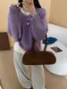Estilo Coreano Básico Versátil Gola V Solto Aparência Emagrecedora Malha Pulôver Feminino Outono e Inverno Novo Estilo Preguiçoso Top de Malha