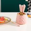 Tenedor de fruta doméstico de acero inoxidable, traje de tanque de almacenamiento, seguridad para niños, de alta gama, lindo, palillo de fruta de fresa, tenedor pequeño para fruta