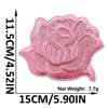 Patch de Bordado de Flor Rosa com Glitter Novo Estilo Patch Floral com Adesivo Termocolante para Decoração de Jaquetas, Sapatos e Malas
