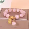 Pulseira de Cristal Rosa Natural para Menina Pulseira de Cristal Moda Luxo Leve Deus Elefante Fortuna Carreira Flor de Pessegueiro Pulseira Estilo Quente Xiaohongshu