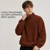 Sudadera de forro polar estilo japonés para hombre transfronteriza, nueva colección otoño/invierno 2026, con forro de forro polar añadido, cuello alto, frente medio abierto abotonado y diseño de jersey