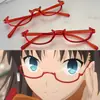 Óculos de Armação Inferior para Cosplay Anime Bidimensional Hatsune Miku Armação de Óculos Decorativa Oval Pequena Sem Lentes