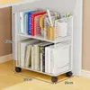 Estante Grande Capacidade Móvel com Rodas Multi-Camadas de Ferro Forjado Rack de Armazenamento de Chão Estante para Armazenamento de Livros de Estudante Estante de Mesa