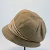 Otoño/Invierno 2025 Lana Estilo Hepburn Adelgazante Cálido Boina para Mujer Nuevo Francés Retro Elegante Moda Sombrero Cubo