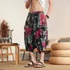 Verão 2026 Novos Calças Largas Plissadas Fluidas Estilo Chinês Calças Cropped Estampadas da Moda Masculinas Tailandesas Novo Estilo Chinês