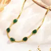Colar de Titânio Estilo Vintage Irregular com Esmeralda - Design Novo 2026 - Joia de Corrente para Clavícula de Nicho para Mulheres