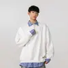 Moletom Gola Lapela Falso Estilo Americano para Homens, Novo Outono Marca Tendência High Street Casal Solto Versátil Casual