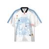 2025 Novas Camisetas Esportivas de Manga Curta Respiráveis Estilo Retro Americano de Verão para Casais Malhas Finas Costuradas