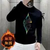 Moletom masculino com gola redonda, marca trendy de luxo leve estilo americano, peça básica casual para jovens, manga longa, forrado com fleece, peça superior grossa