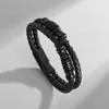 Directo de Fábrica Transfronterizo Estilo Coreano Nueva Moda Retro Pulsera de Cuentas de la Suerte para Hombre Pulsera de Cuerda de Cuero Accesorios Venta al por Mayor