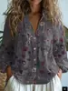 Fábrica de Origen 1688 Camisa de Mujer con Estampado de Flor de Ciruelo Vintage Holgada Cuello Solapa Blusa de Oficina Exclusiva para Venta Transfronteriza