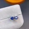 Pendientes de zafiro natural enviados, buen color plata S925 Seiko incrustación piedra principal tamaño 4*5mm