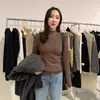 Top de manga larga de rayón de alta bala ajustado para mujer, otoño e invierno 2024, camiseta todo partido