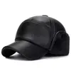 Chapéu de inverno para homens de meia-idade e idosos, com proteção para as orelhas, estilo boné de beisebol e design de aba grossa, forrado com fleece quente, adequado para pais e avôs