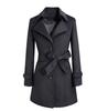 Preto Pontilhado 50% Lã Roupa Exterior Comprimento Médio Elegante Feminino Blazer de Lã Slim Elegante