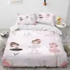 Funda de edredón de cuatro piezas transfronteriza, impresión 3D de dibujos animados, linda chica de ballet, sábanas, exportación, ropa de cama al por mayor